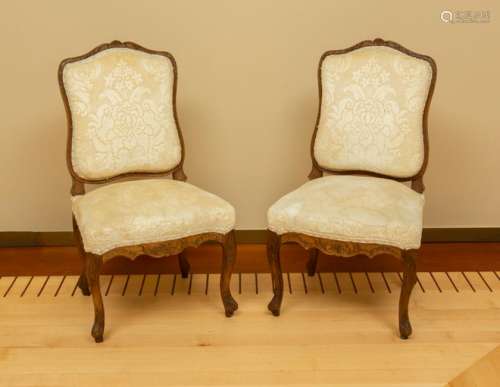 Pair of French Regency Oak Side Chairs