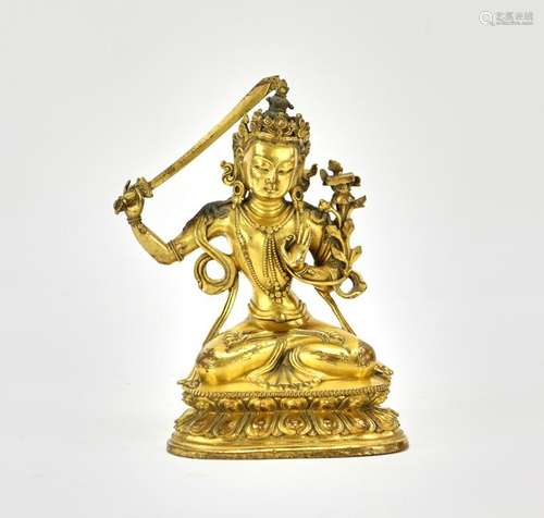 Sino Tibetan Gilt Bronze Buddha Figure