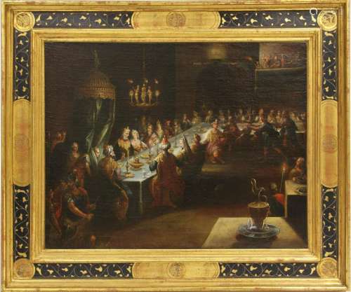 16th/17thC Oil on Canvas, Feast of Balthazar
