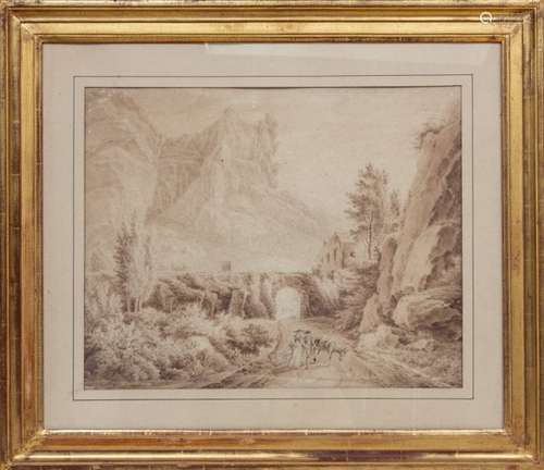 18thC French Pencil and Ink Peasant Scene