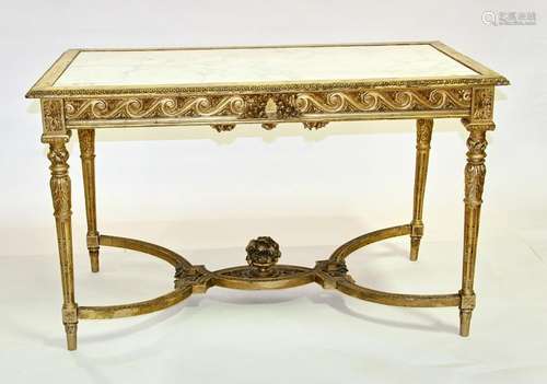 19thC French Carved Giltwood Parlor Table