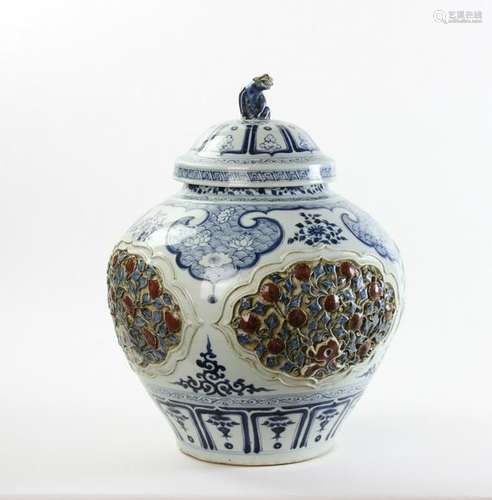 Chinese Underglazed Red Blue White Jar