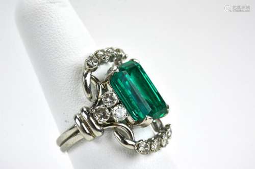Estate 5 Carat Emerald & 1 Carat Diamond Ring