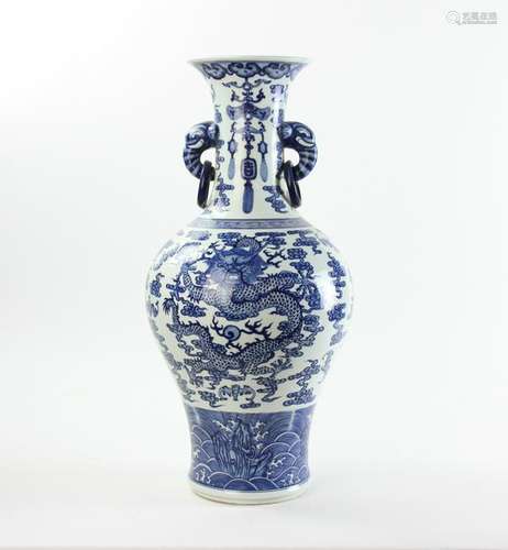 Large Chinese Blue and White Porcelain Vase