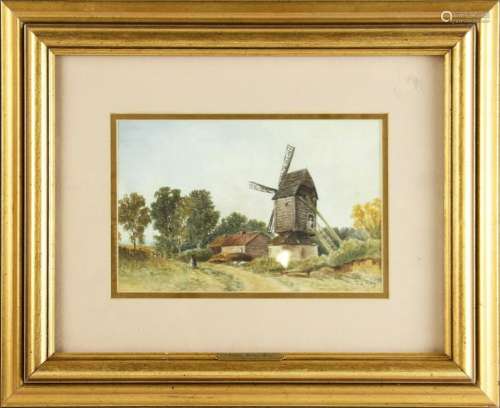 T. S. Boys Signed, Windmill, Watercolor