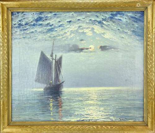 Valenkamph, Sailing at Night, Oil on Canvas