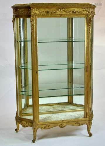 19thC French Giltwood Painted China Cabinet