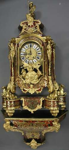 18thC French Boulle Clock and Shelf