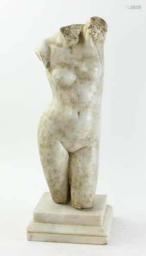 Carved Italian White Marble Torso of Venus