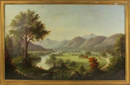 Late 19thC Pastoral View, Oil on Canvas