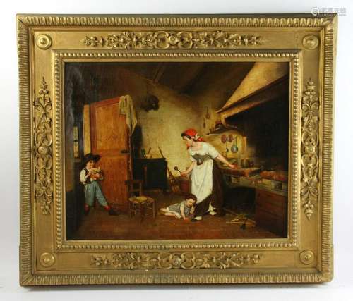 19thC In Manner of Zampighi, Italian Kitchen Scene