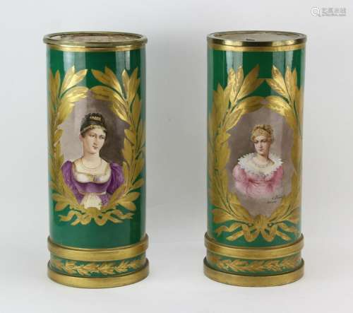 Pair of Mid 19thC French Napoleon II Sevres Urns