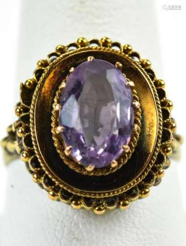 Antique C 1900 Gold & Amethyst Ring