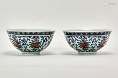 Pair of Chinese Dou Glazed Bowls
