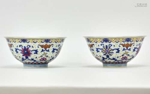 Pair of Chinese Doucai Glazed Bowls