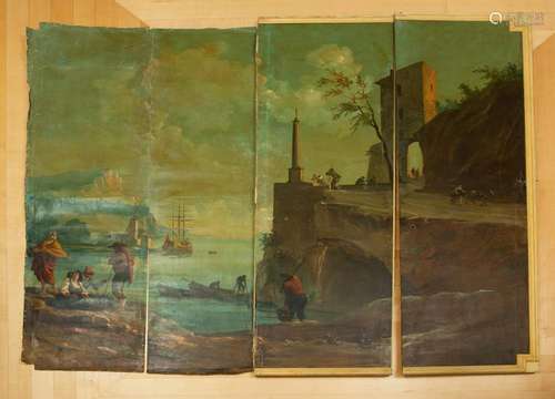 19thC Italian Scenic Oil on Canvas Panels