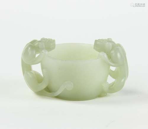 Chinese Carved White Jade Cup