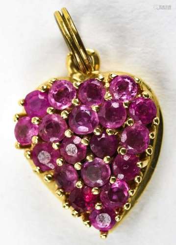 Estate 14kt Yellow Gold & Ruby Heart Pendant