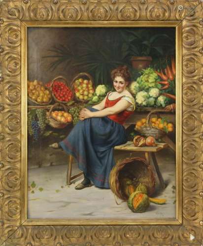 V. Viceby, Oil on Canvas, Italian Woman
