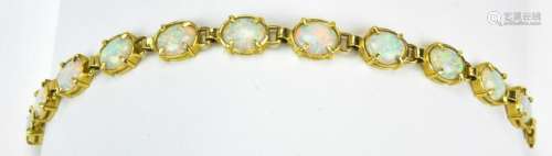 Estate 14kt Yellow Gold & Opal Tennis Bracelet