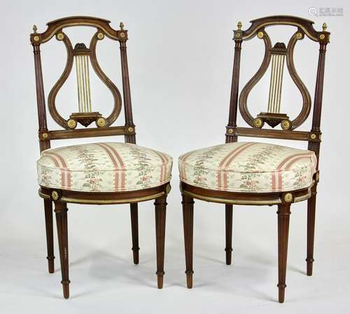 Pair of 19th C French Lyre Back Chairs