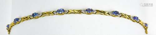 14kt Yellow Gold Tanzanite & Diamond Bracelet