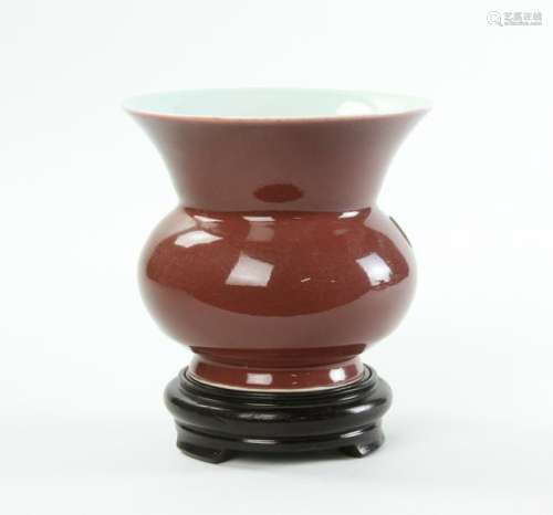 Chinese Red Glazed Porcelain Zadou Vase