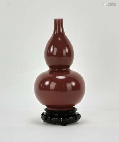 Chinese Red Glazed Double Gourd Vase
