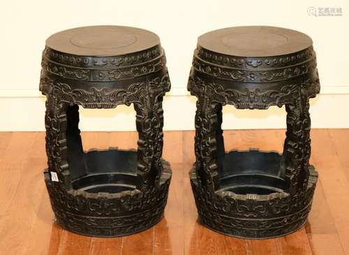 Pair of Chinese Zitan Stools