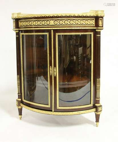 19thC French Corner Mahogany Display Cabinet