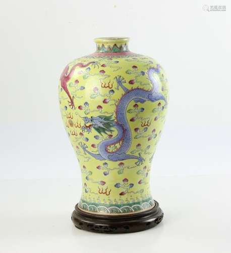 Chinese Famille Rose Mei Vase with Dragon