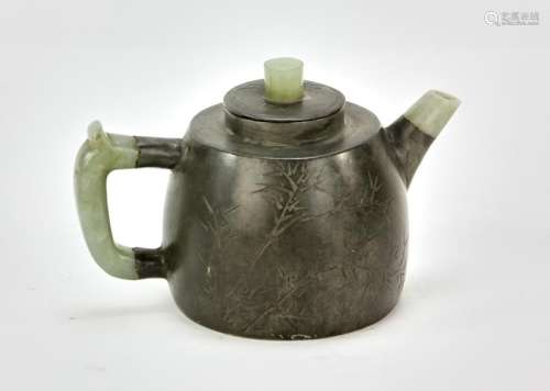 Chinese Yixing Pottery Teapot with Jade Handle