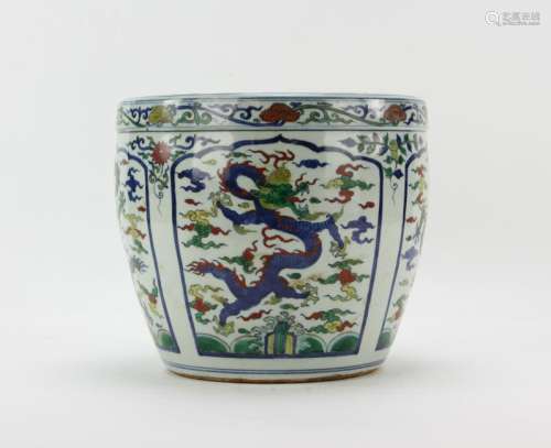 Chinese Famille Verte Porcelain Flower Pot