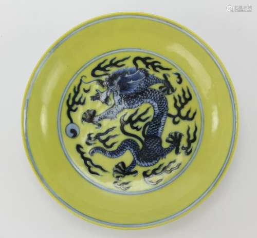 Chinese Yellow Glazed Dragon Dishes