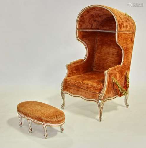 1930s Hall Porter Chair and Ottoman