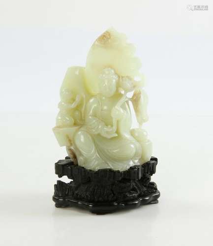 Chinese Carved White Jade Guanyin Figure