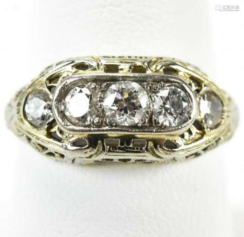 Antique 14kt White Gold & 1 Carat Diamond Ring