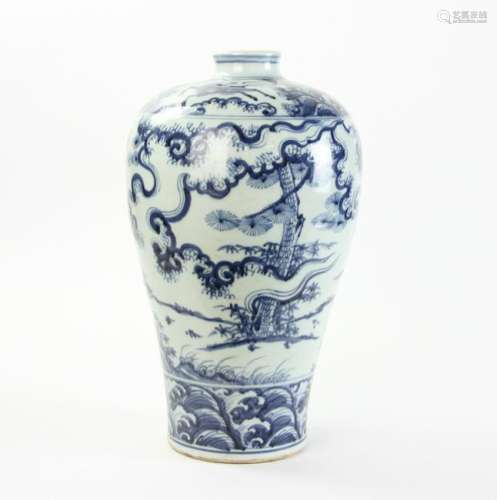 15thC Chinese Blue and White Mei Vase