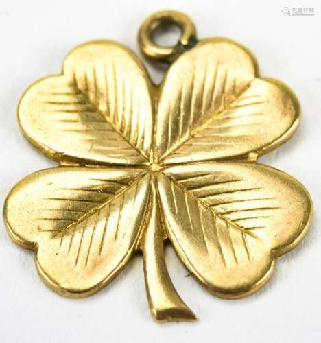 Antique 10kt Yellow Gold Four Leaf Clover Pendant