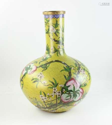 Monumental Chinese Cloisonne Yellow Vase