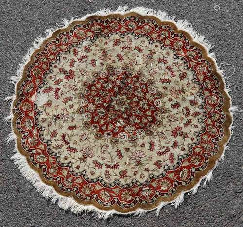 Round Persian Silk Qum Rug