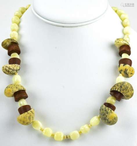 Vintage Miriam Haskell Art Glass & Shell Necklace