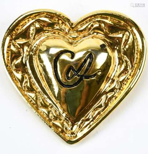 Vintage Christian Lacroix Gilt Heart Brooch