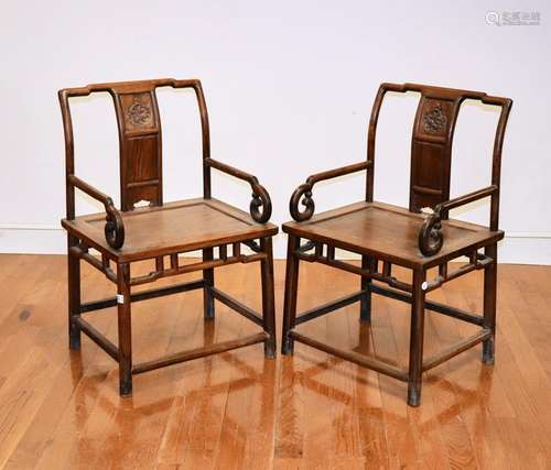 Pair of Chinese Huanghuali Chairs