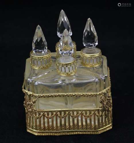 19th C French Perfume Bottles with Holder