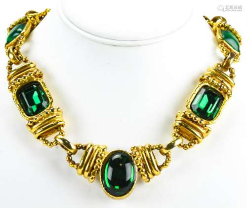 Vintage Christian Lacroix Faux Emerald Necklace