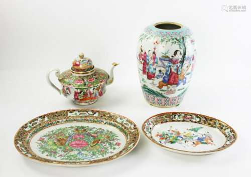 Rose Mandarin Platters, Teapot, Ginger Jar