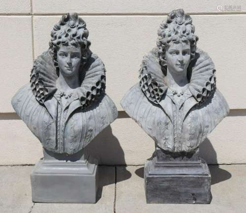 Pair of Elizabethan Style Garden Busts