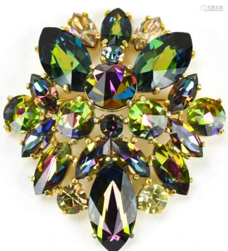 Elsa Schiaparelli Multi Color Rhinestone Brooch