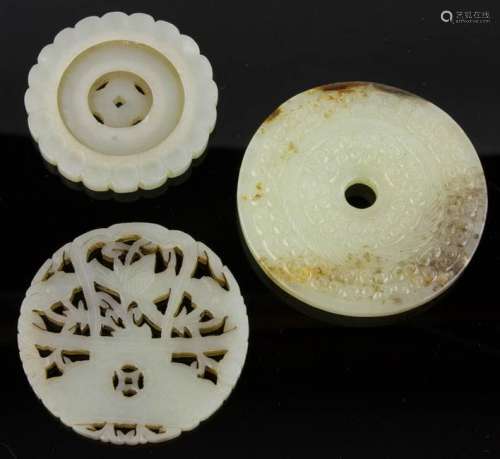 (3) Chinese Carved Jade Pendants
